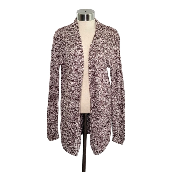 Garage Red & White Marled Longline Open Cardigan Sweater w/ Pockets Size XS/S - Picture 1 of 6